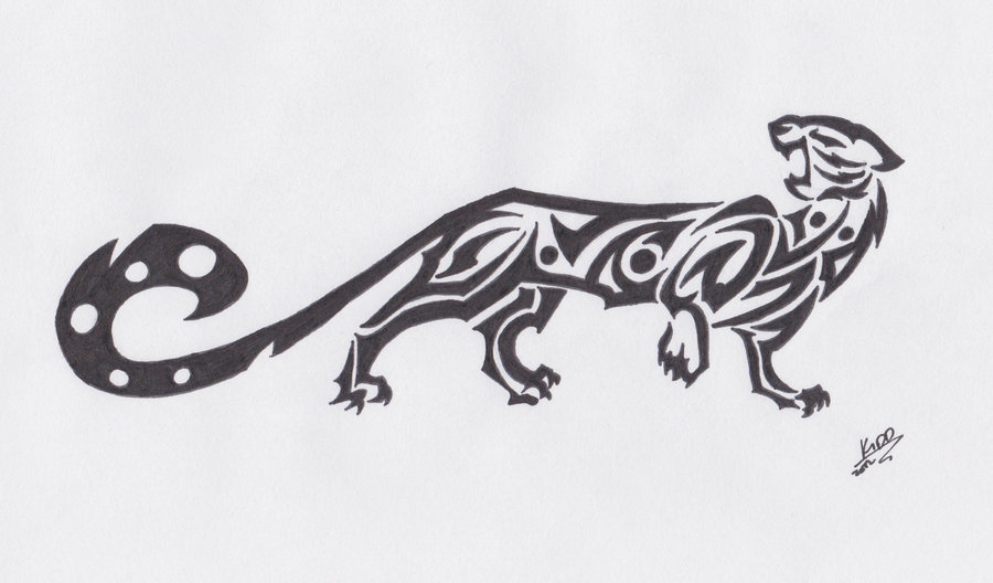Nice Roaring Tribal Jaguar Tattoo Sample