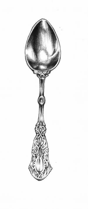 Nice Silver Vintage Spoon Tattoo Design By Meripihka