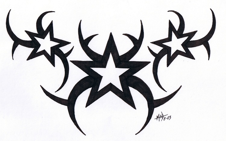 Nice Star Tribal Tattoo Designs Set