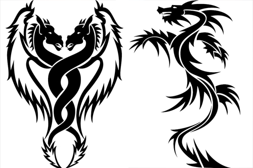 Nice Three Dragons Tribal Tattoo Design