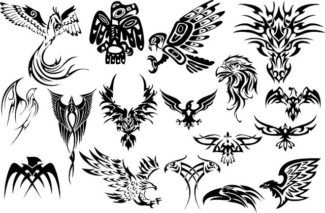 Nice Tribal Birds And Animals Tattoos Sample