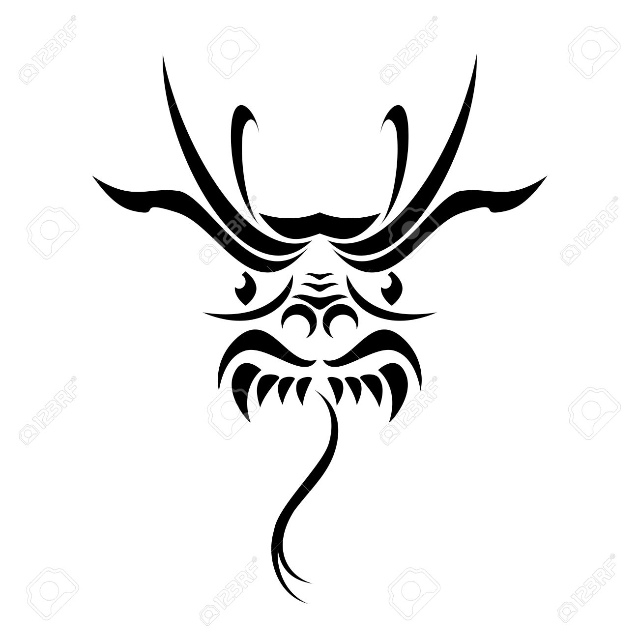 Nice Tribal Dragon Face Tattoo Design
