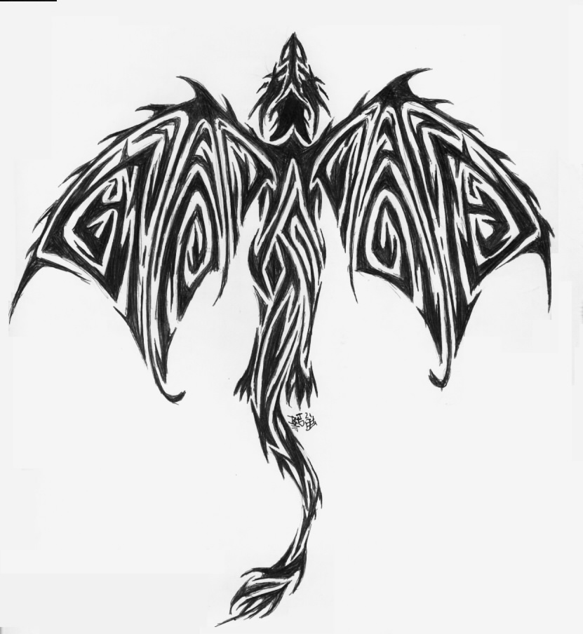 Nice Tribal Dragon Tattoo Design By Pucksgryn