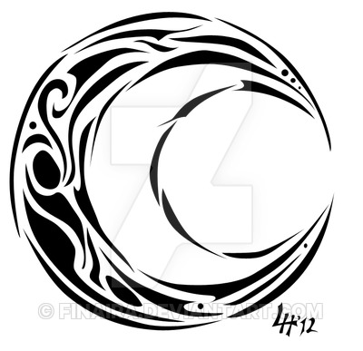 Nice Tribal Half Moon Tattoo Design By Finaira