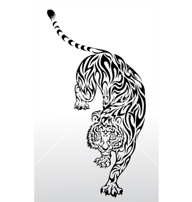Nice Tribal Tiger Tattoo Stencil
