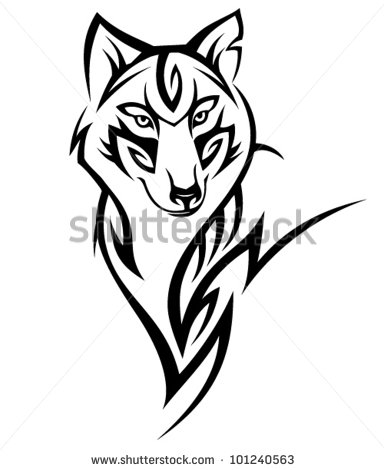 Nice Tribal Wolf Smiling Tattoo Design