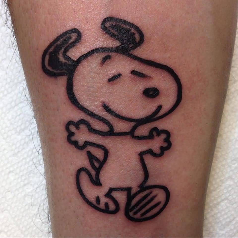 Outline Dancing Snoopy Tattoo