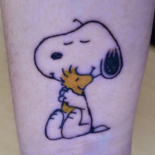 Outline Snoopy Dog Tattoo