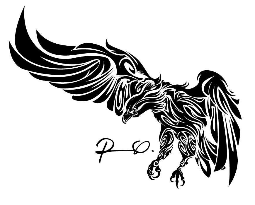 Outstanding Flying Tribal Bird Tattoo Design