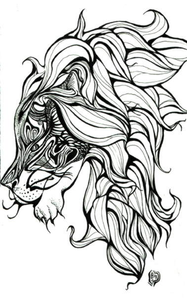 Outstanding Lion Head Tribal Tattoo Design