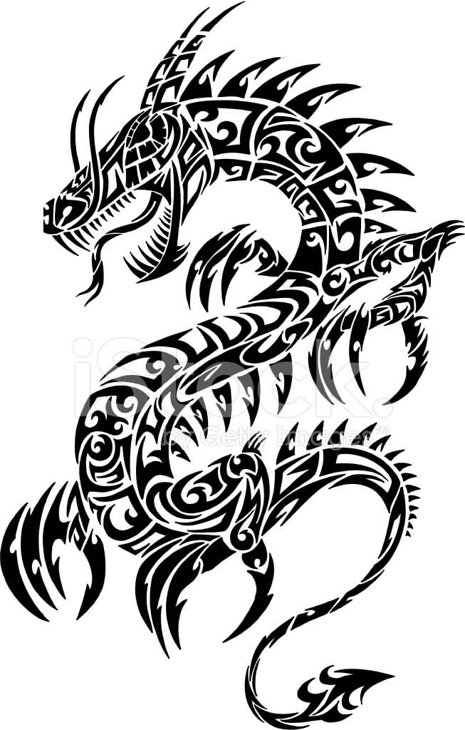 Outstanding Roaring Tribal Dragon Tattoo Design