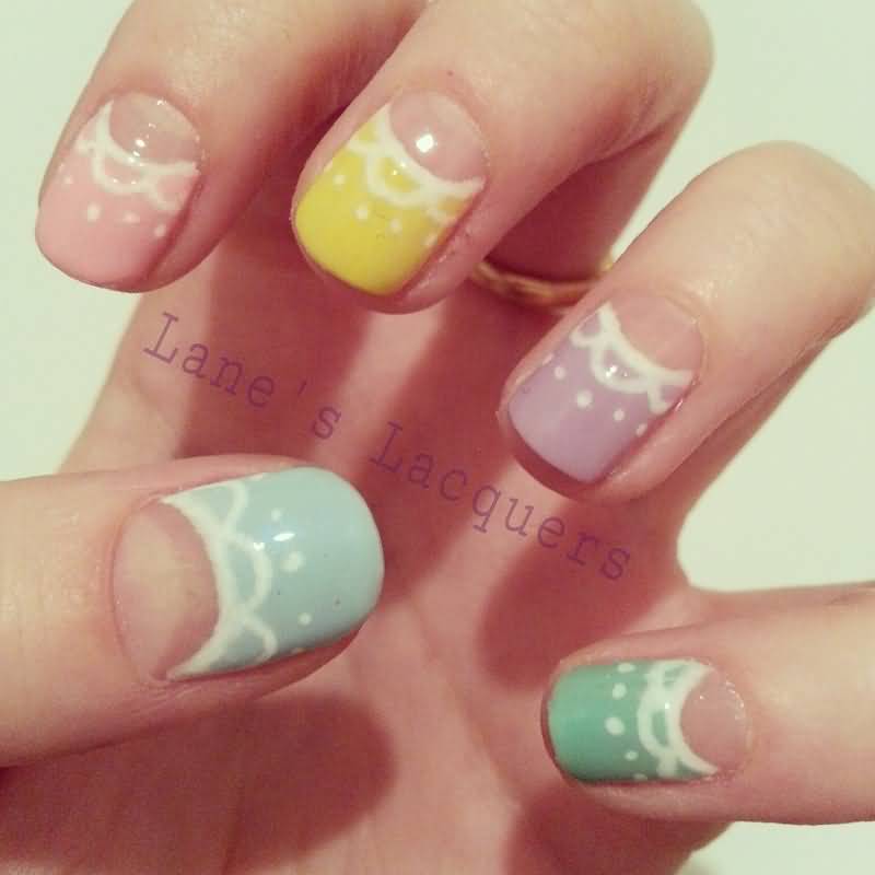 Pastel And Lace Design Nail Art