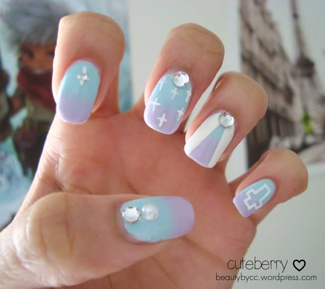 Pastel Nail Art With Pearls Design Ideas