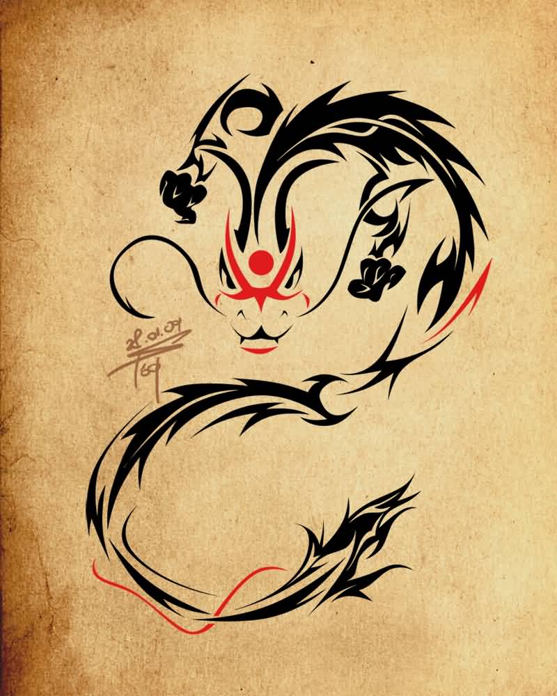 Phenomenal Tribal Dragon Tattoo Design