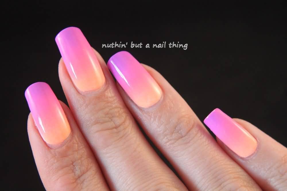 Pink And Orange Pastel Ombre Nial Design
