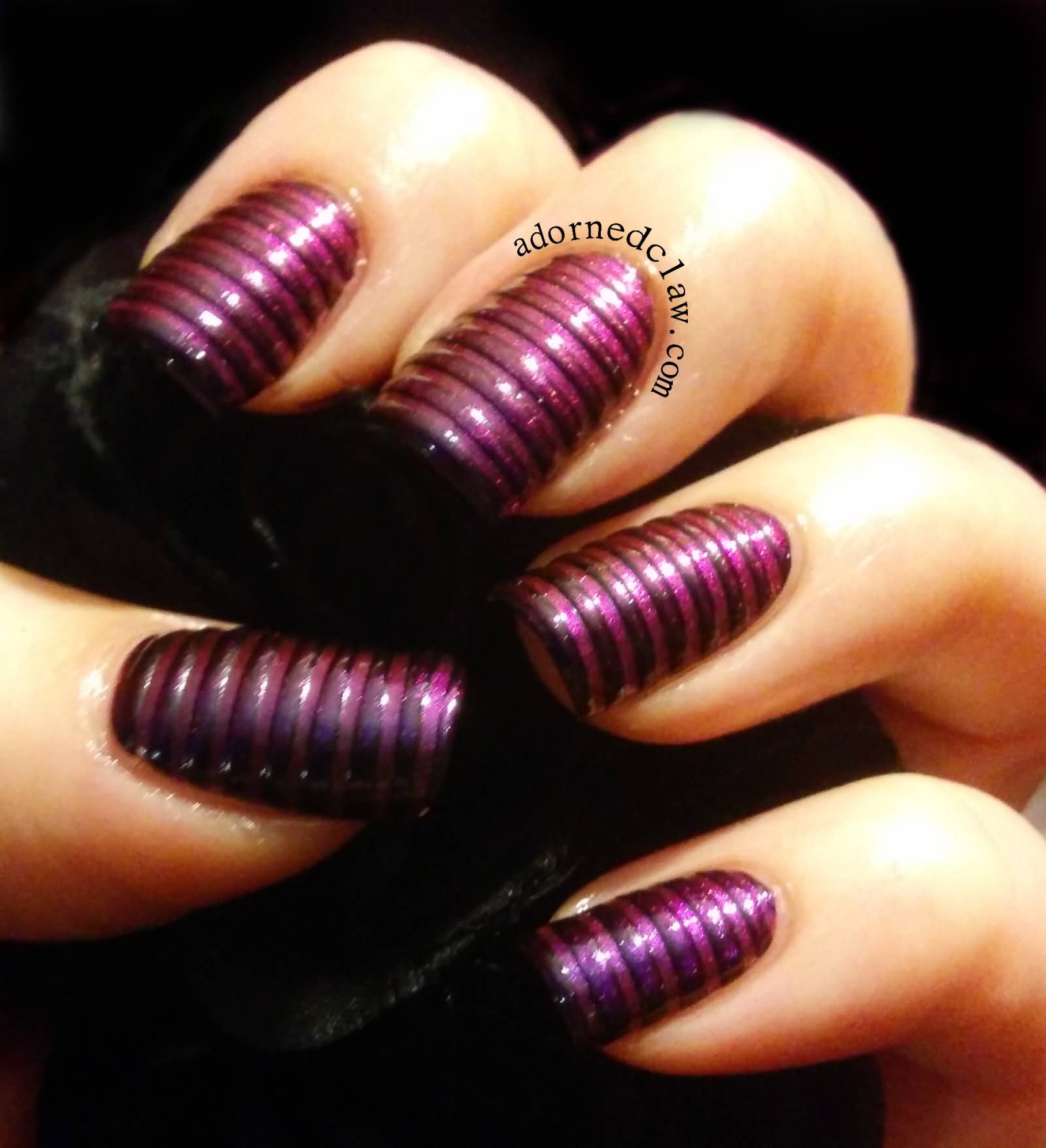 Purple 3d Stripes Nail Art Design Ideas