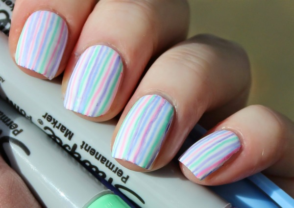 Rainbow Stripes Design Nail Art Design Idea
