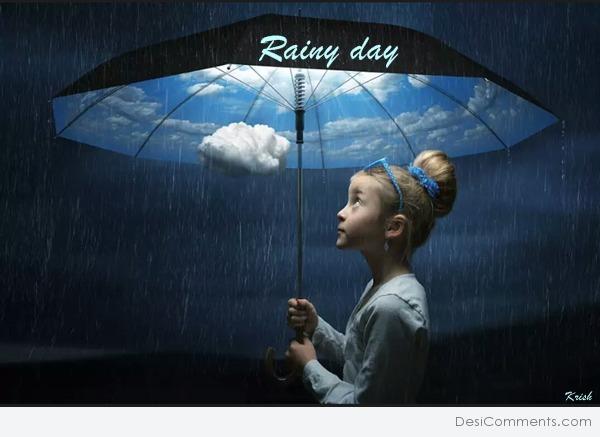 Rainy Day Wishes Girl Under Umbrella Picture