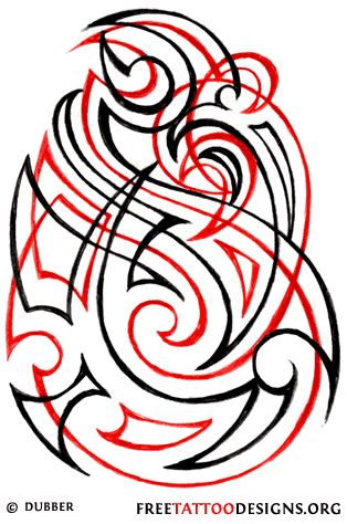 Red And black Tribal Tattoo Design