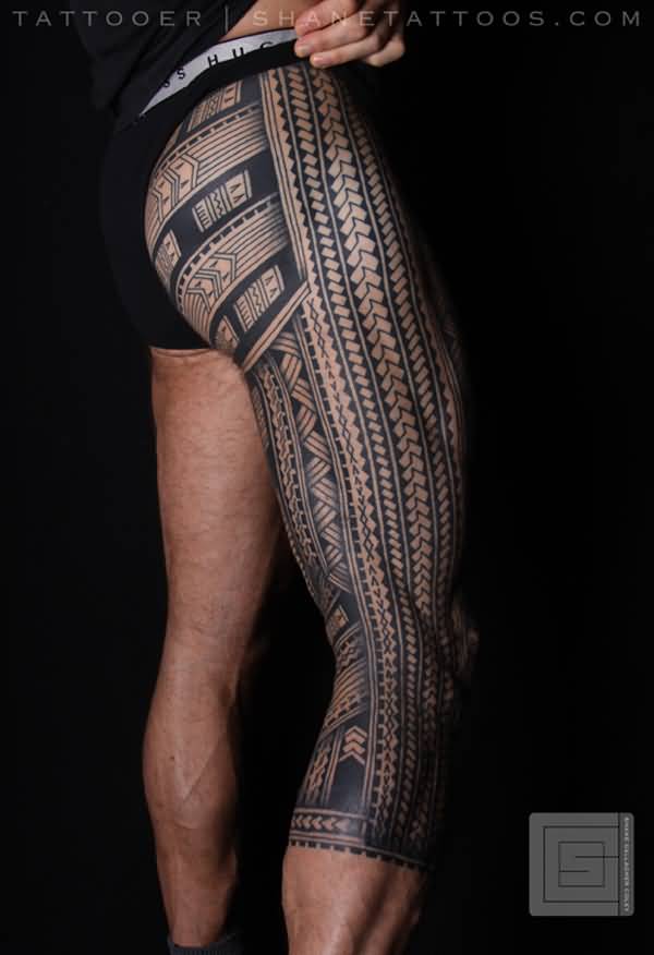 Samoan Tattoo On Full Leg