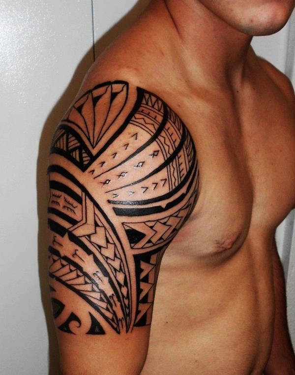 Samoan Tattoo On Man Right Half Sleeve