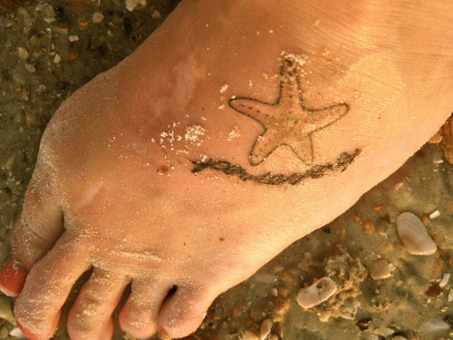 Simple And Tiny Starfish Tattoo On Foot