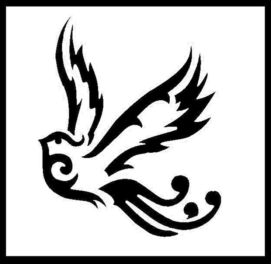 Simple Flying Tribal Bird Tattoo Design