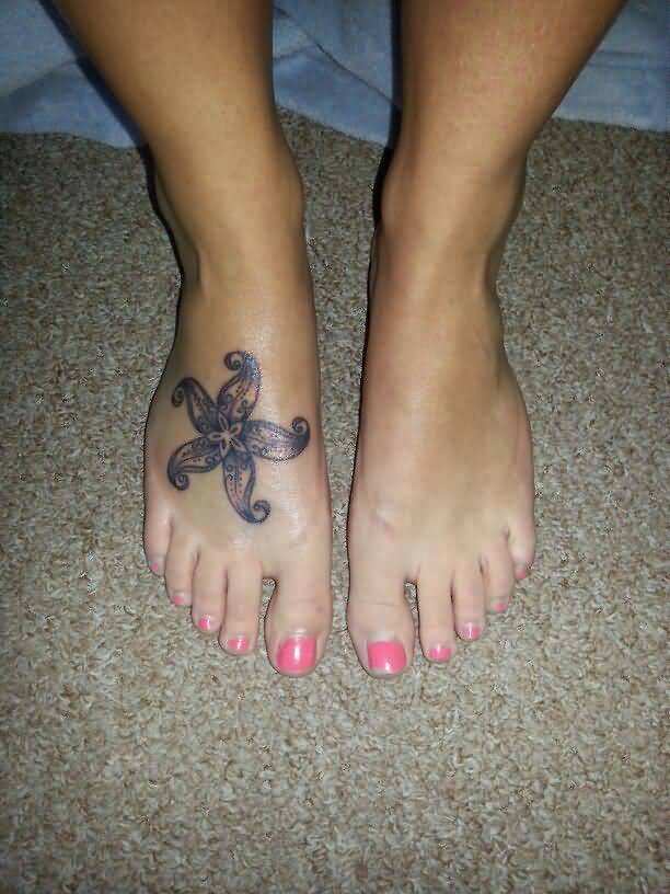 Simple Starfish Foot Tattoo