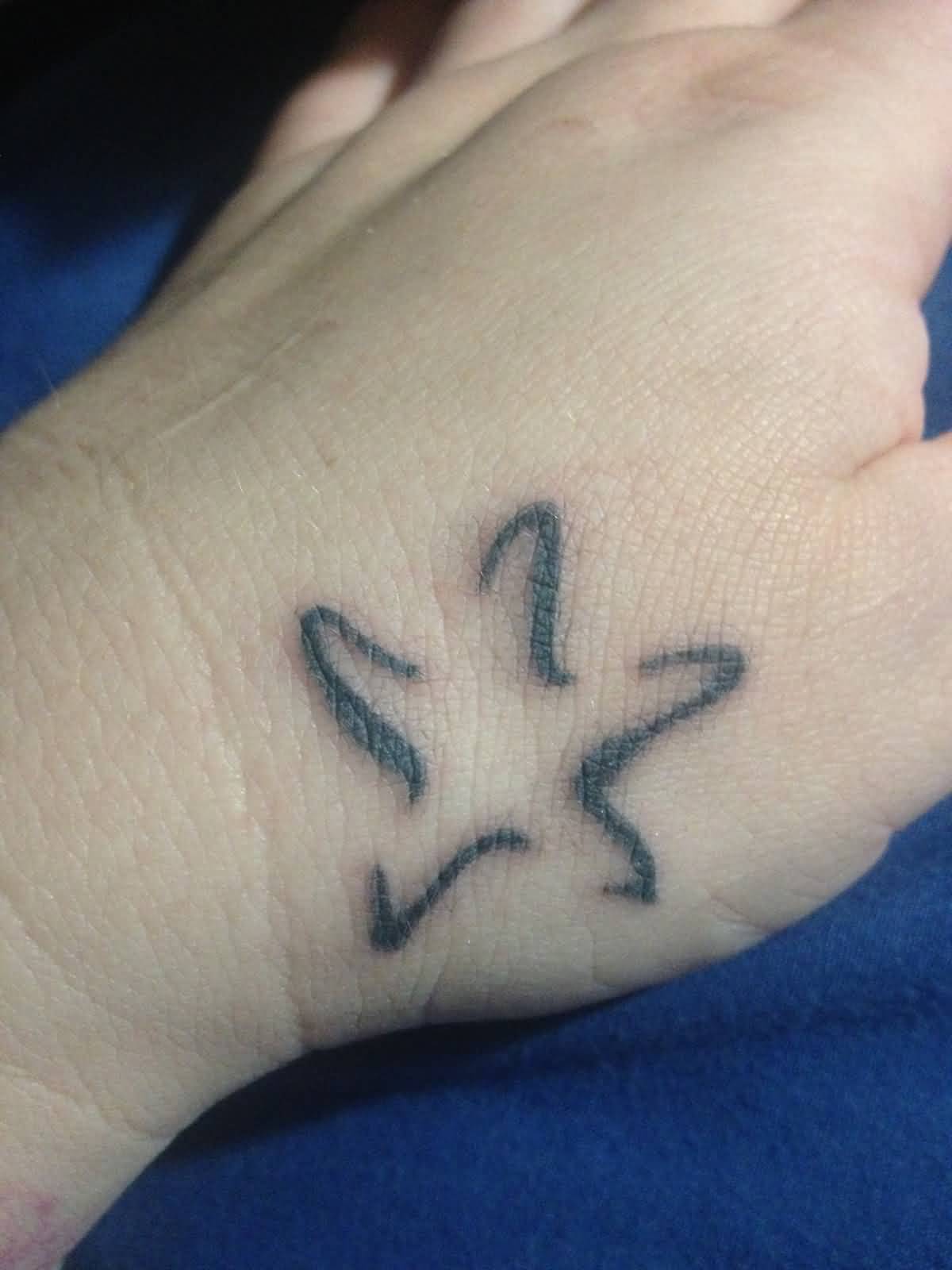 Simple Starfish Outline Tattoo On Hand