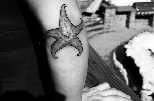 Simple Starfish Tattoo On Elbow