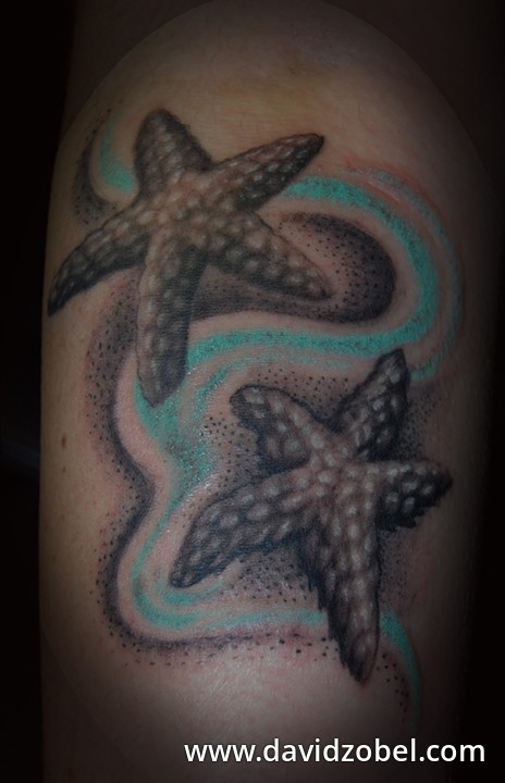 Simple Starfishes Tattoo On Shoulder