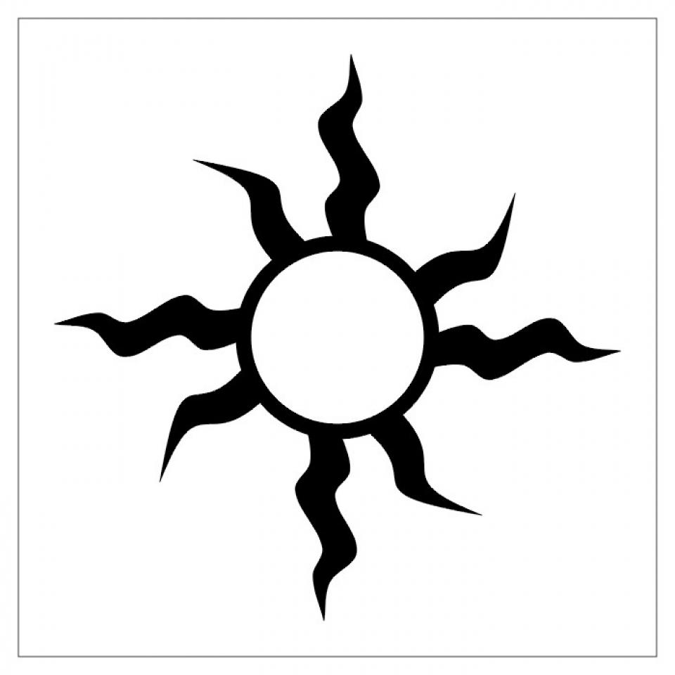 Simple Tribal Sun Tattoo Stencil