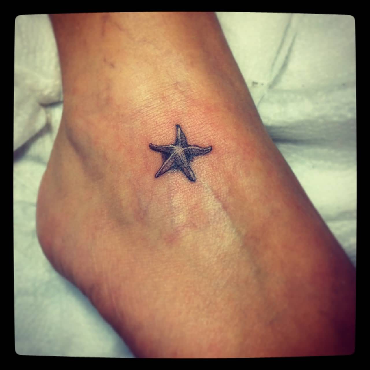 Small And Simple Starfish Tattoo On Foot