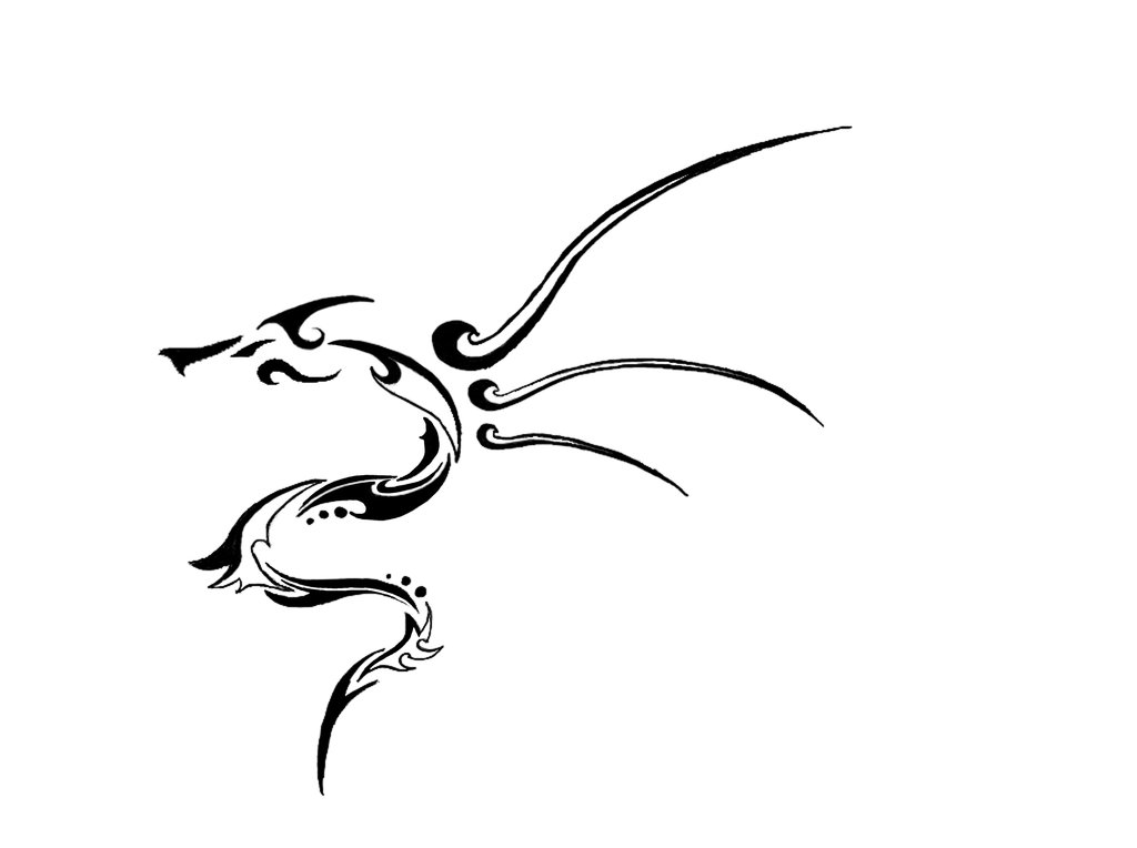 Small Tribal Dragon Tattoo Design By Tonfish