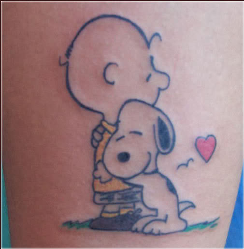 Snoopy Hug Love Charlie Brown Tattoo