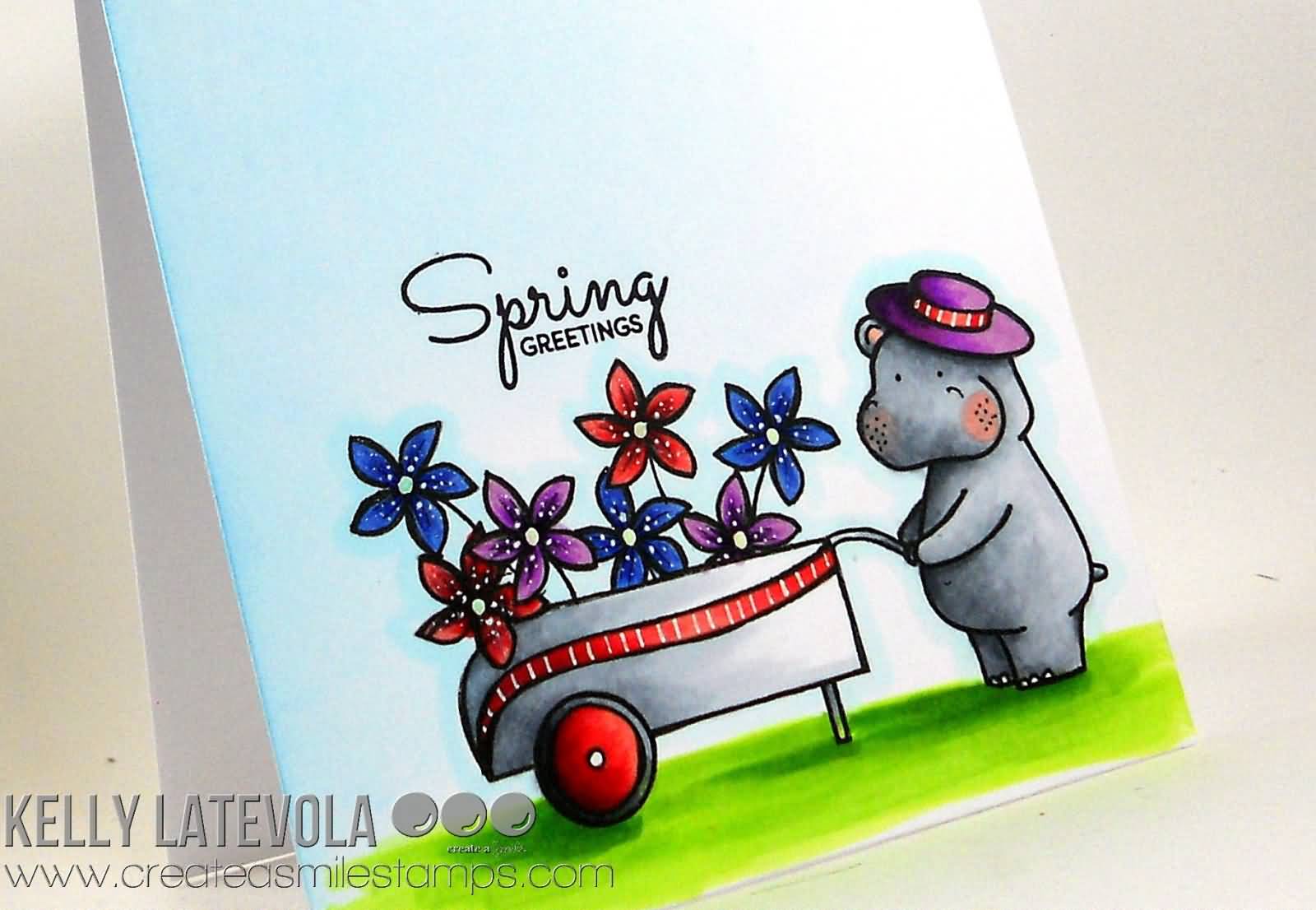 Spring Greetings Pig Flowers Trolley