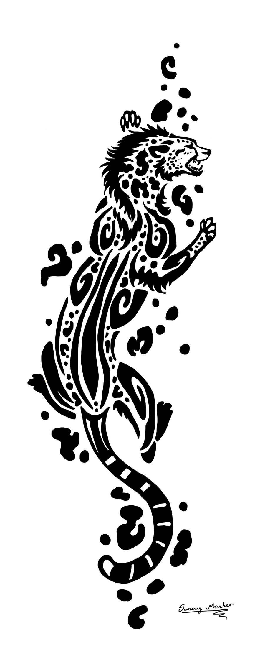 Stunning Tribal Leopard Tattoo Stencil