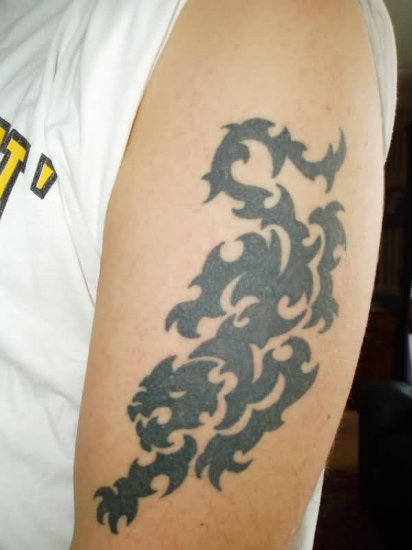 Stunning Tribal Panther Tattoo On Right Half Sleeve