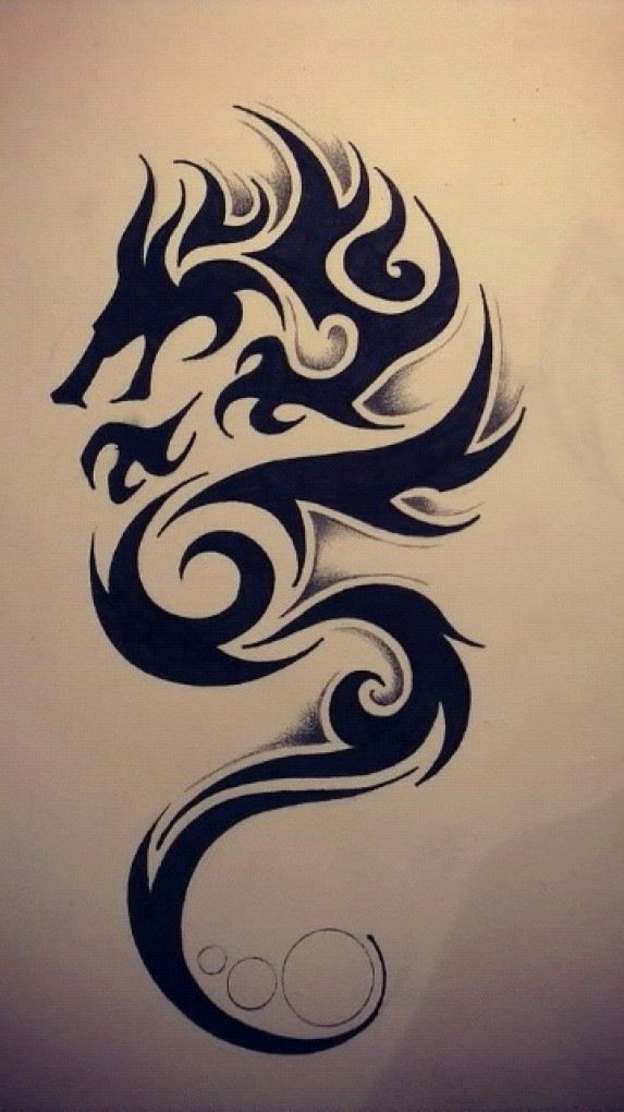 Stylish Tribal Dragon Tattoo Design