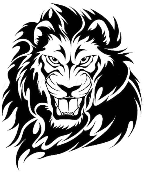 Superb Angry Tribal Lion Head Tattoo Design