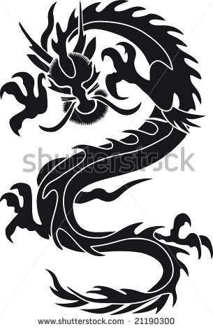 Superb Chinese Tribal Dragon Tattoo Design