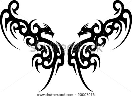 Superb Tribal Dragons Tattoo Design