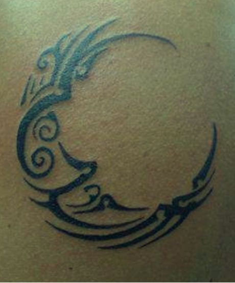 Superb Tribal Half Moon Tattoo