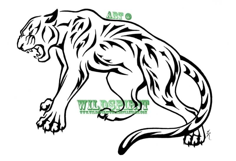 Superb Tribal Panther Tattoo Design