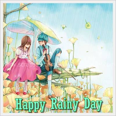 Sweet Couple Wishes Happy Rainy Day