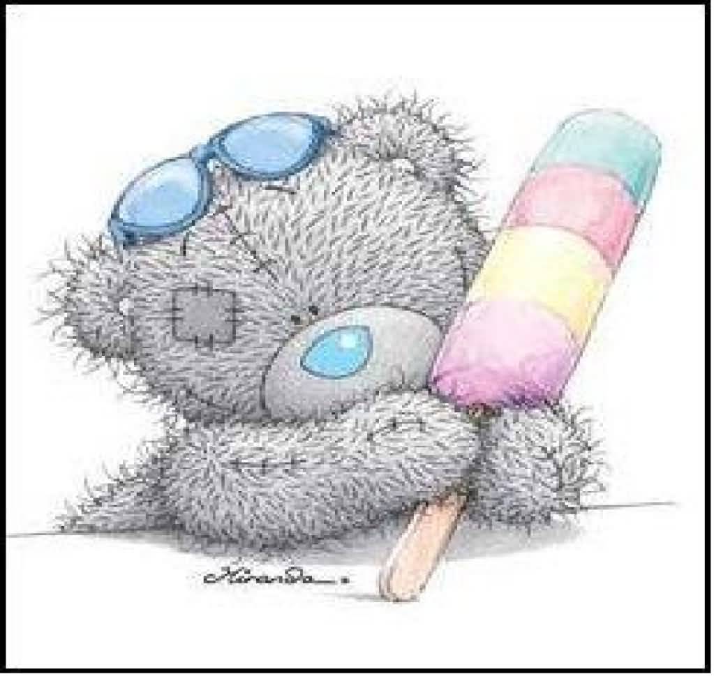 Tatty Teddy Enjoying Colorful Icecream