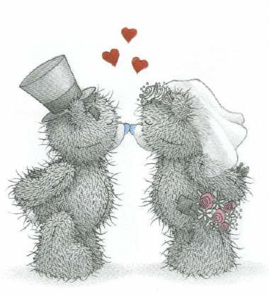 Tatty Teddy Wedding Couple Kissing Image