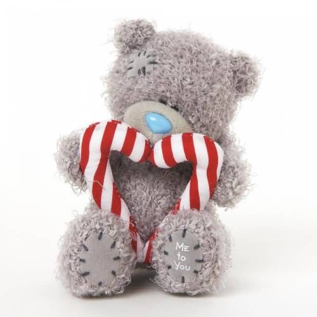 Tatty Teddy With Candy Cane Heart