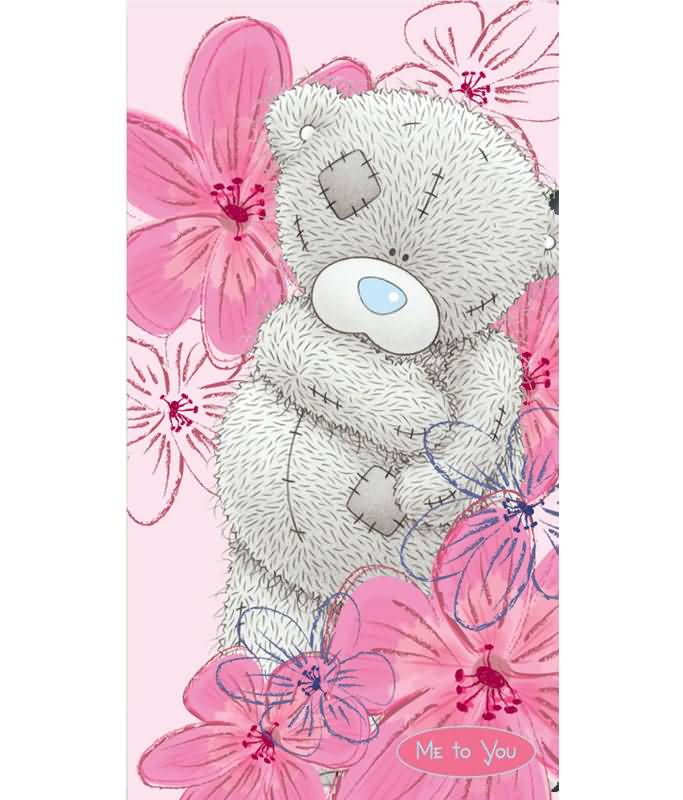 Tatty Teddy With Flowers Card Picture