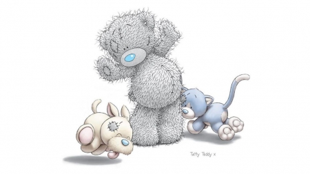 Tatty Teddy With Puppy And Kitten Picture